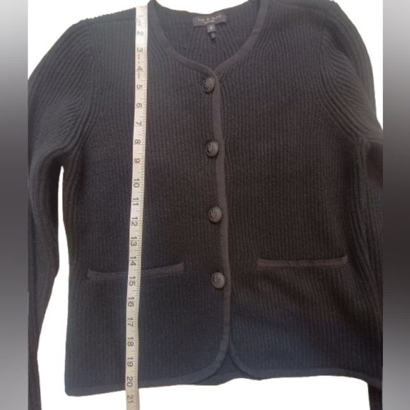 Rag & Bone Nancy Black Ribbed Cardigan Merino Wool Blend - Picture 6 of 11